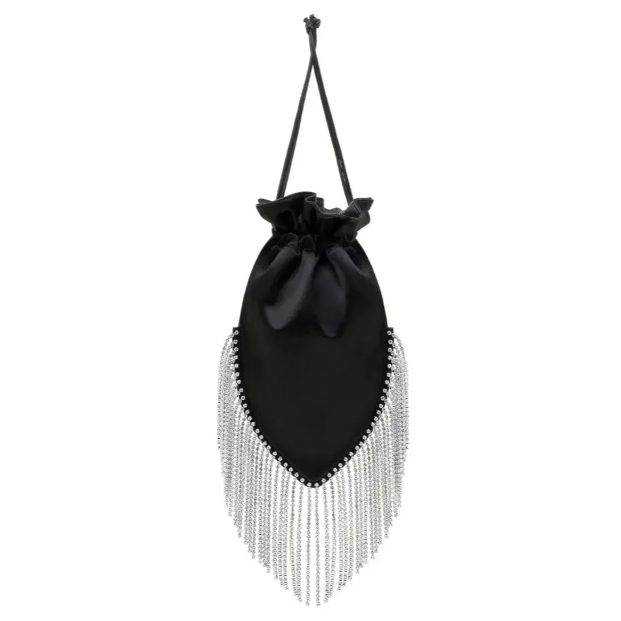 Slaine Rhinestone Tassel Silk Pouch Evening Bags