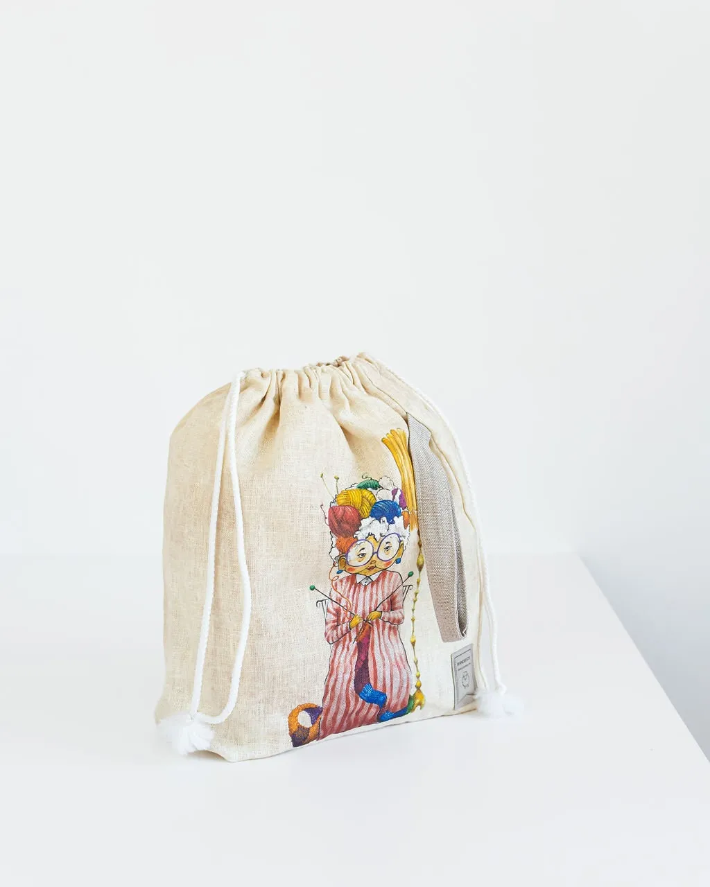 Small Project Bag with Knitter Old lady print