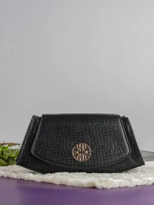 Snakeskin Pattern Flap Chain Evening Bag - Black - FD ⚡
