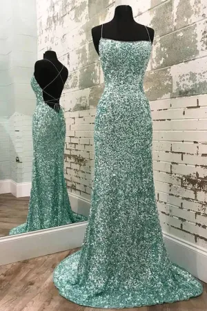 Sparkly Sequin Long Formal Evening Dresses Mermaid Prom Dresses