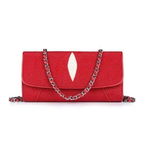 Stingray Leather Evening Bag With Chain
