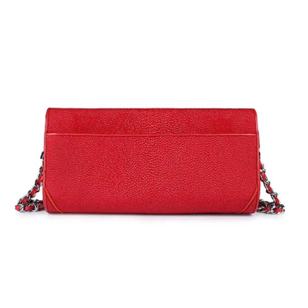 Stingray Leather Evening Bag With Chain