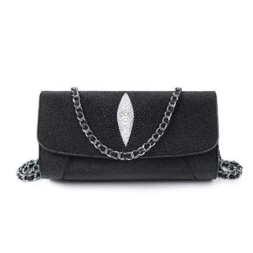 Stingray Leather Evening Bag With Chain