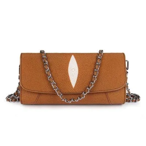 Stingray Leather Evening Bag With Chain