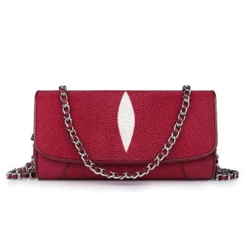 Stingray Leather Evening Bag With Chain