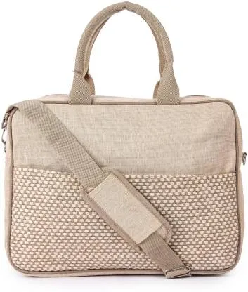 Stylish Jute Laptop Messenger Bag - Beige, 16 L Capacity