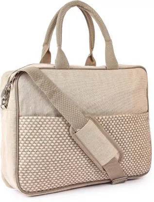 Stylish Jute Laptop Messenger Bag - Beige, 16 L Capacity