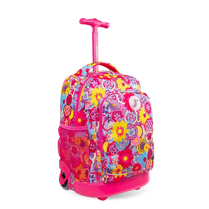 Sunny Rolling Backpack (17 Inch) in Poppy Pansy