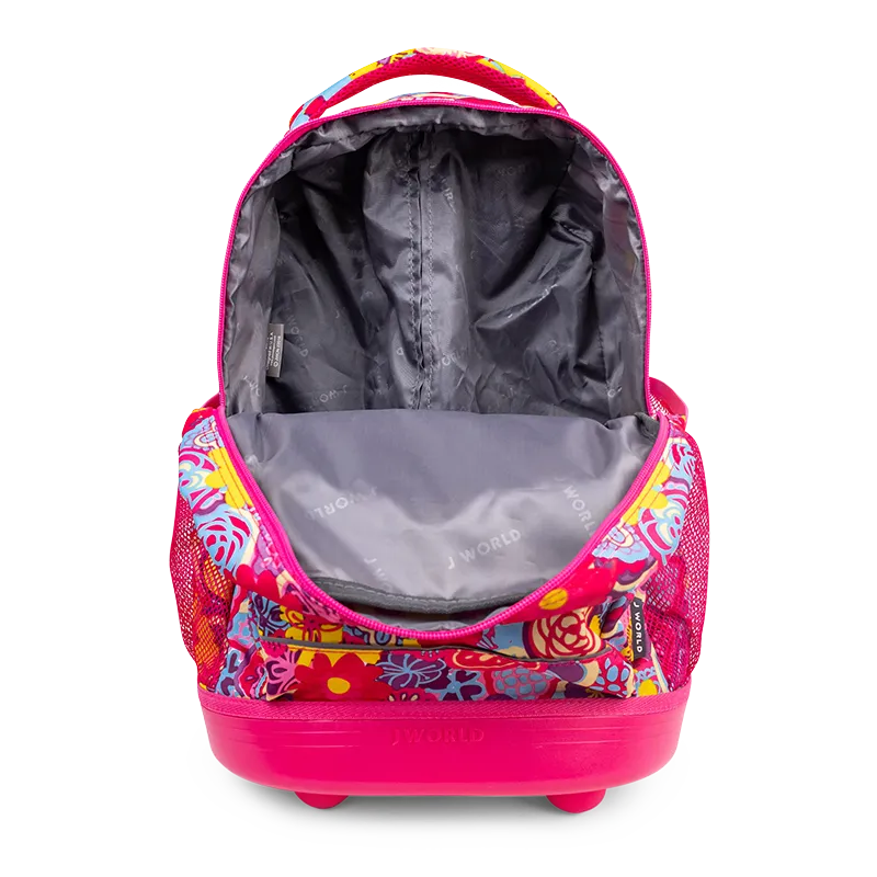Sunny Rolling Backpack (17 Inch) in Poppy Pansy