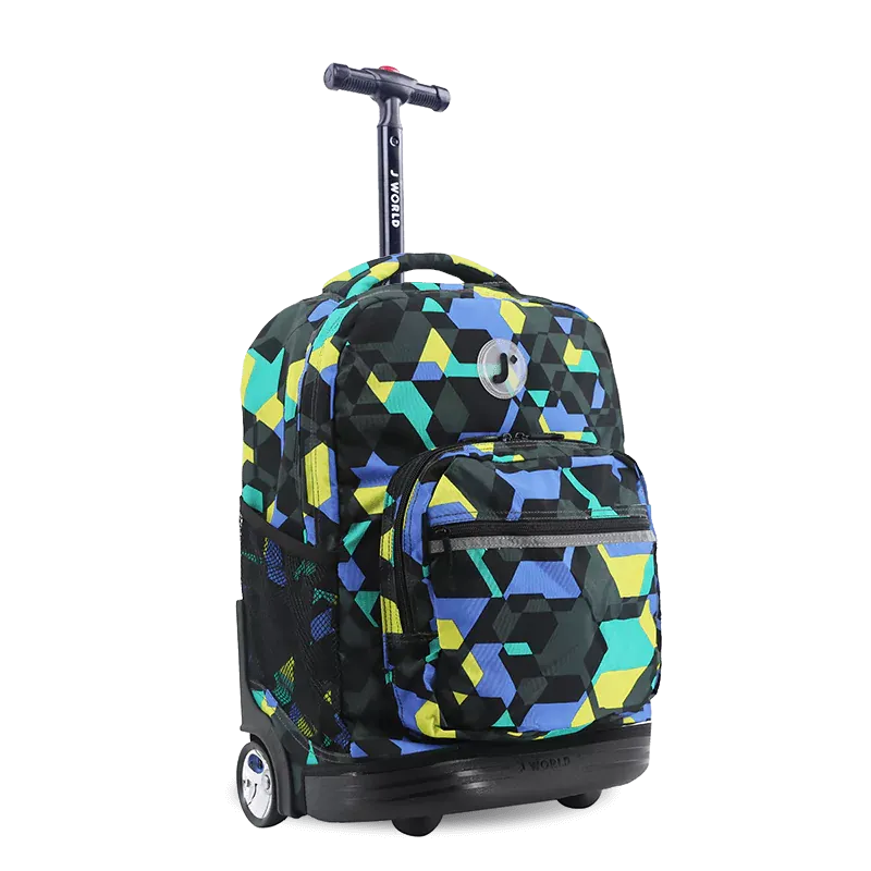 Sunrise Rolling Backpack (18 Inch) in Cubes