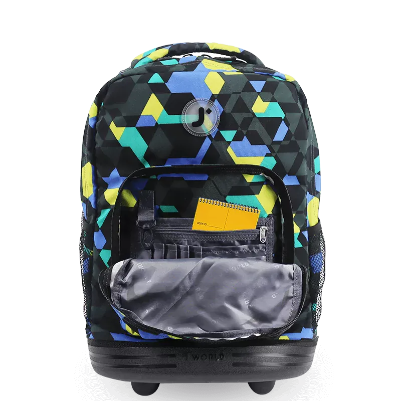 Sunrise Rolling Backpack (18 Inch) in Cubes