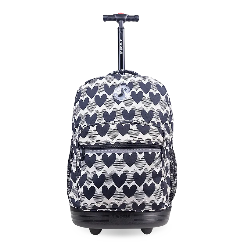 Sunrise Rolling Backpack (18 Inch) in Heart Dot