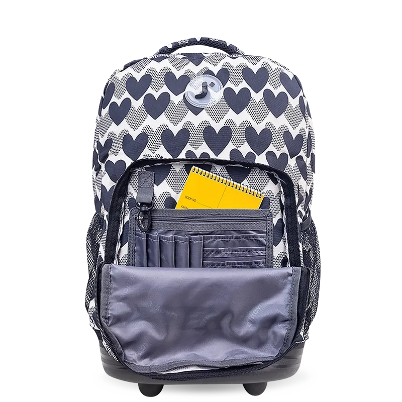 Sunrise Rolling Backpack (18 Inch) in Heart Dot