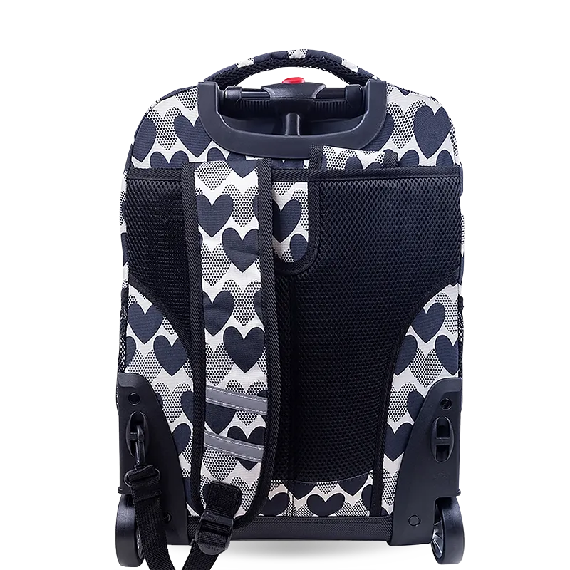 Sunrise Rolling Backpack (18 Inch) in Heart Dot