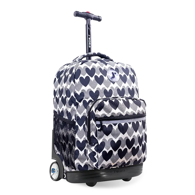 Sunrise Rolling Backpack (18 Inch) in Heart Dot