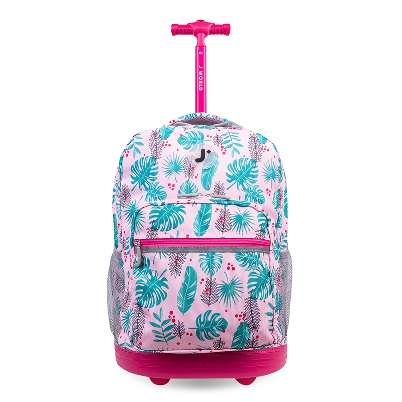 Sunrise Rolling Backpack (18 Inch) in Palm Leaves