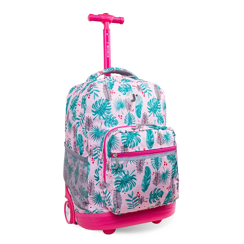 Sunrise Rolling Backpack (18 Inch) in Palm Leaves
