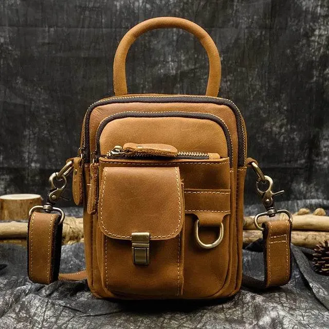 Super Quality Men’s Mini Shoulder Bag Genuine Leather Phone Pouch