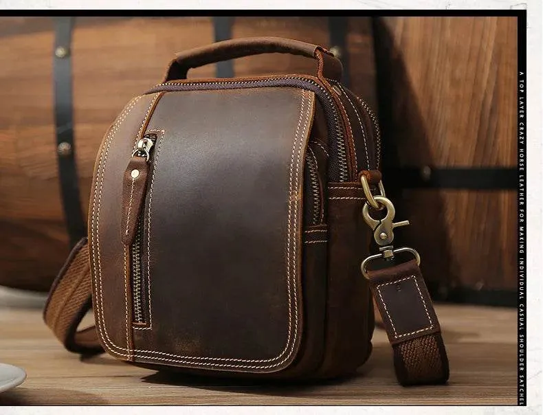 Super Quality Men’s Mini Shoulder Bag Genuine Leather Phone Pouch