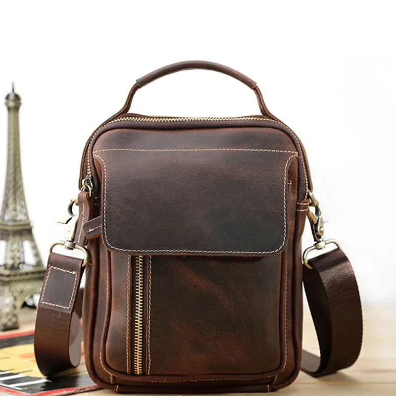 Super Quality Men’s Mini Shoulder Bag Genuine Leather Phone Pouch