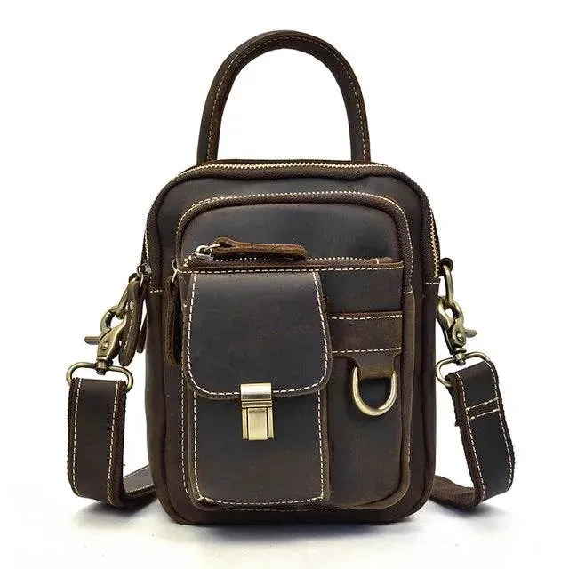 Super Quality Men’s Mini Shoulder Bag Genuine Leather Phone Pouch