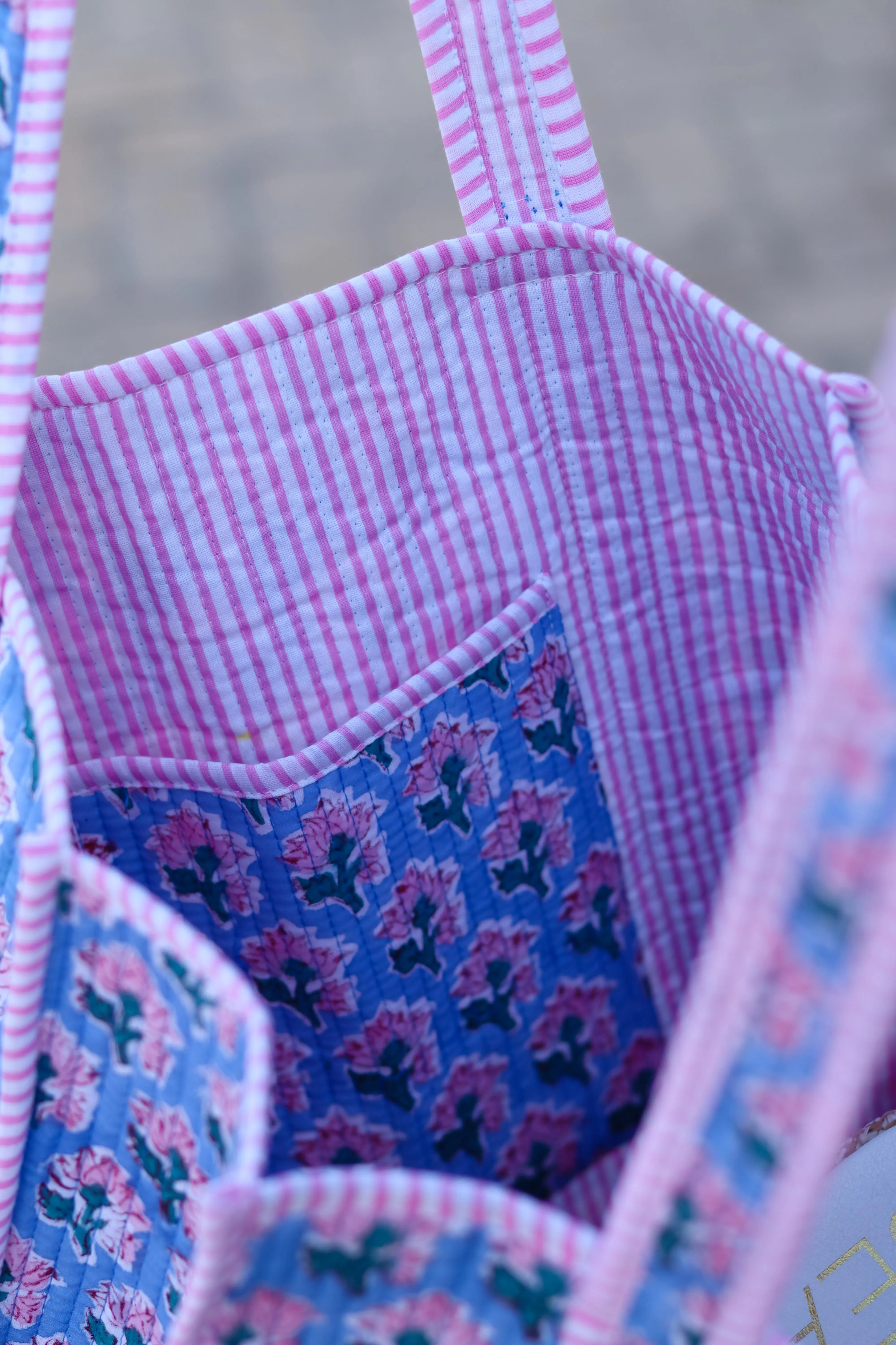 Sybil Blue Patterned Tote