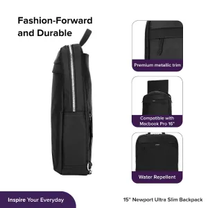 Targus 15” Newport Ultra Slim Backpack - Black