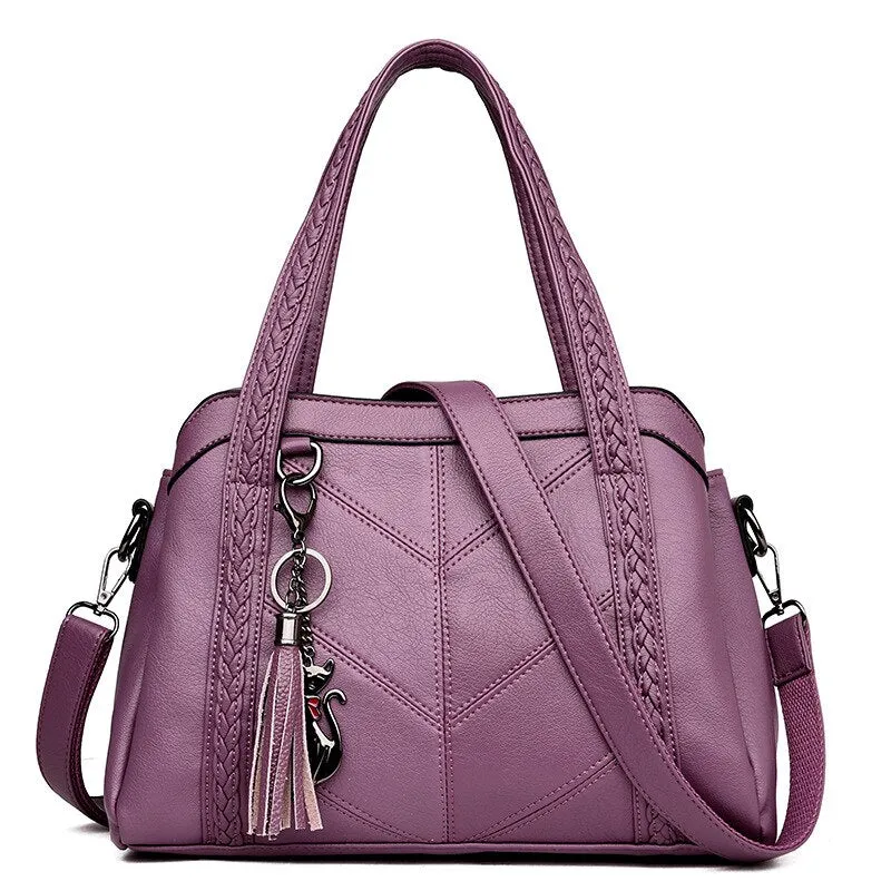 Top-Handle Bag for Women Tassel Tote Luxury Spiraea Women Shoulder Messenger Bags Designer High Quality Leather Handbag Cute Cat