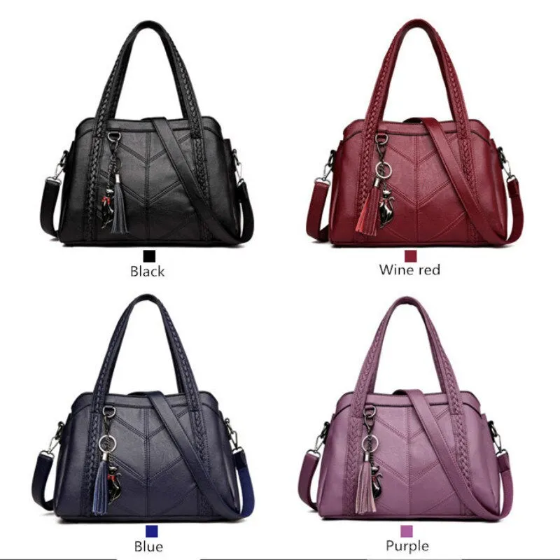 Top-Handle Bag for Women Tassel Tote Luxury Spiraea Women Shoulder Messenger Bags Designer High Quality Leather Handbag Cute Cat