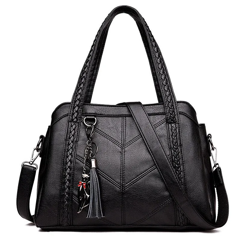 Top-Handle Bag for Women Tassel Tote Luxury Spiraea Women Shoulder Messenger Bags Designer High Quality Leather Handbag Cute Cat