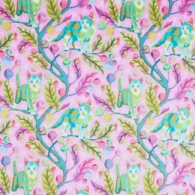 Tula Pink Tabby Road Deja Vu Minky Club Kitty Electroberry  fabric