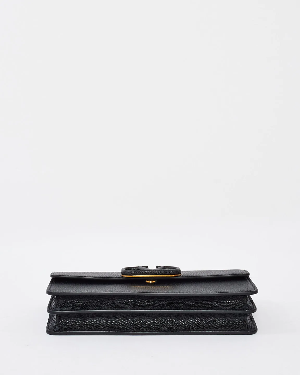 Valentino Black Leather V Logo Bag with Chain Strap