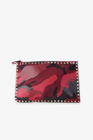 Valentino Red Camo Print Pouche