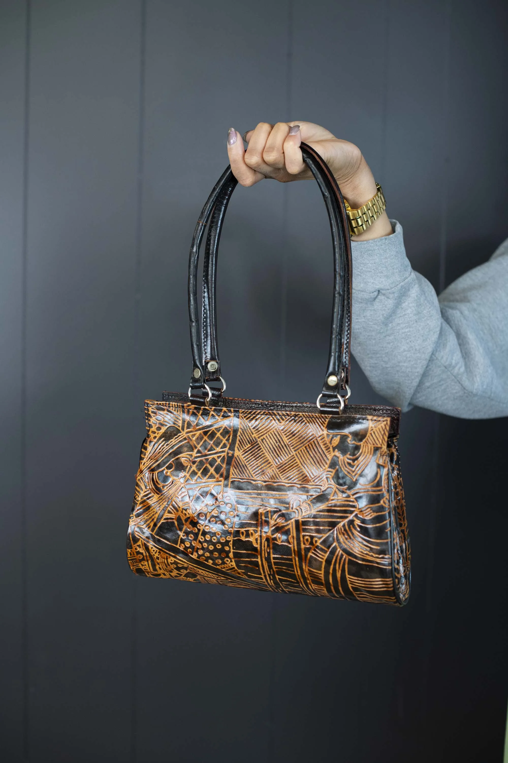 Vintage Embossed Leather Handbag