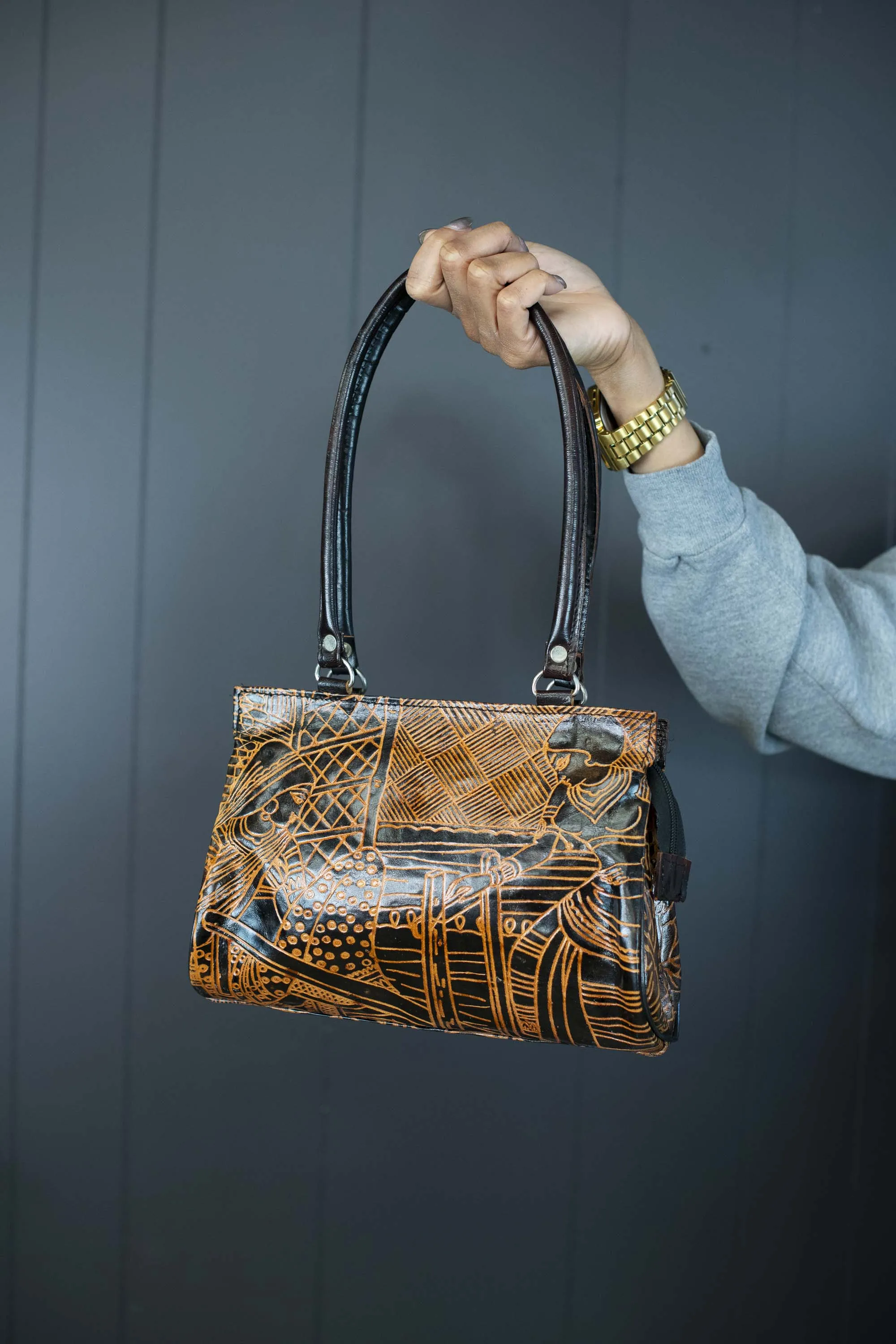 Vintage Embossed Leather Handbag