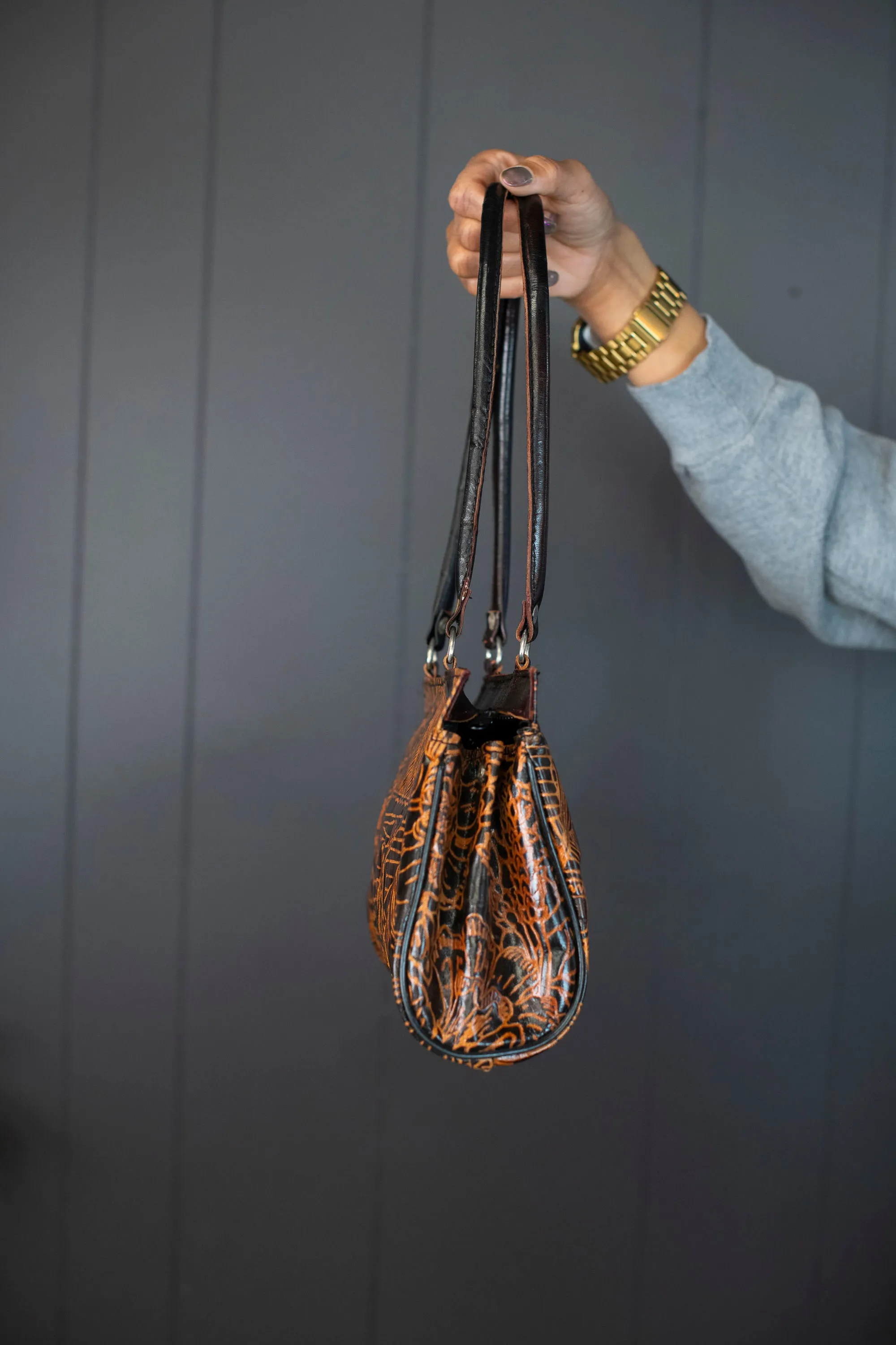 Vintage Embossed Leather Handbag