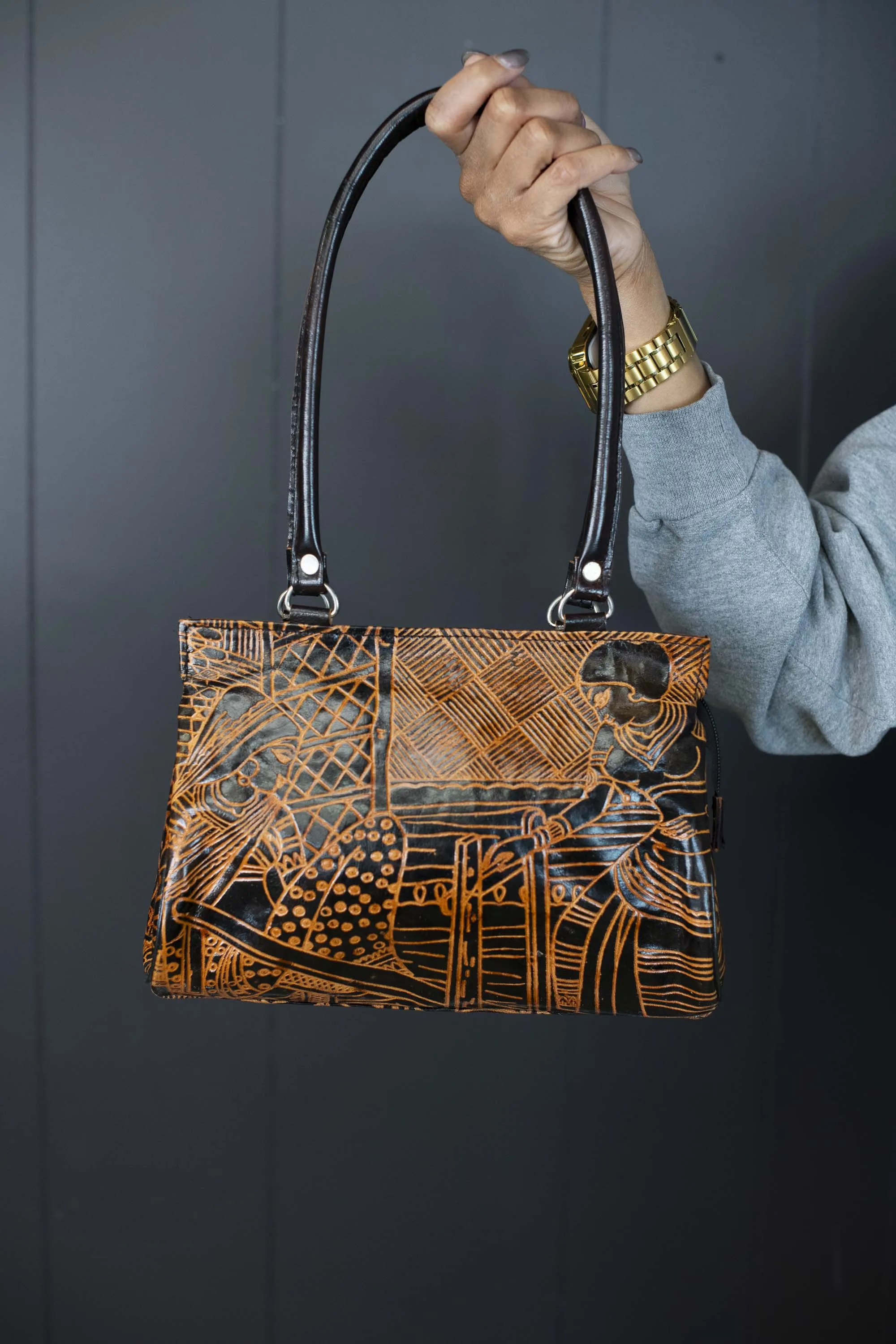 Vintage Embossed Leather Handbag