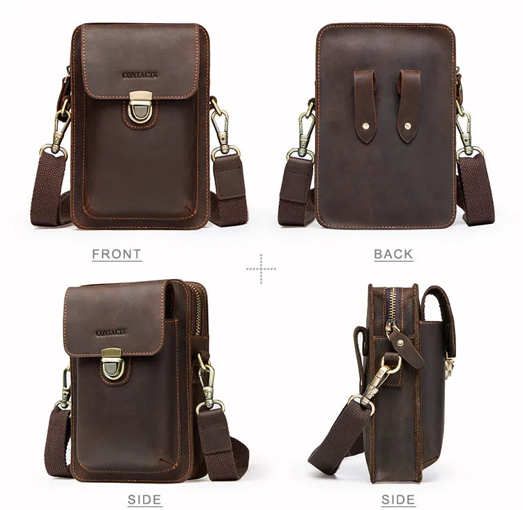 Vintage Leather Crossbody Bag – Multifunctional Travel Accessory