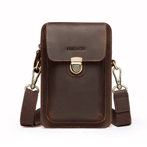 Vintage Leather Crossbody Bag – Multifunctional Travel Accessory