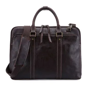 Vintage Leather Laptop Briefcase – Waterproof, Handmade Design