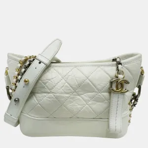 White Lambskin Calfskin Gabriel Small Hobo Bag