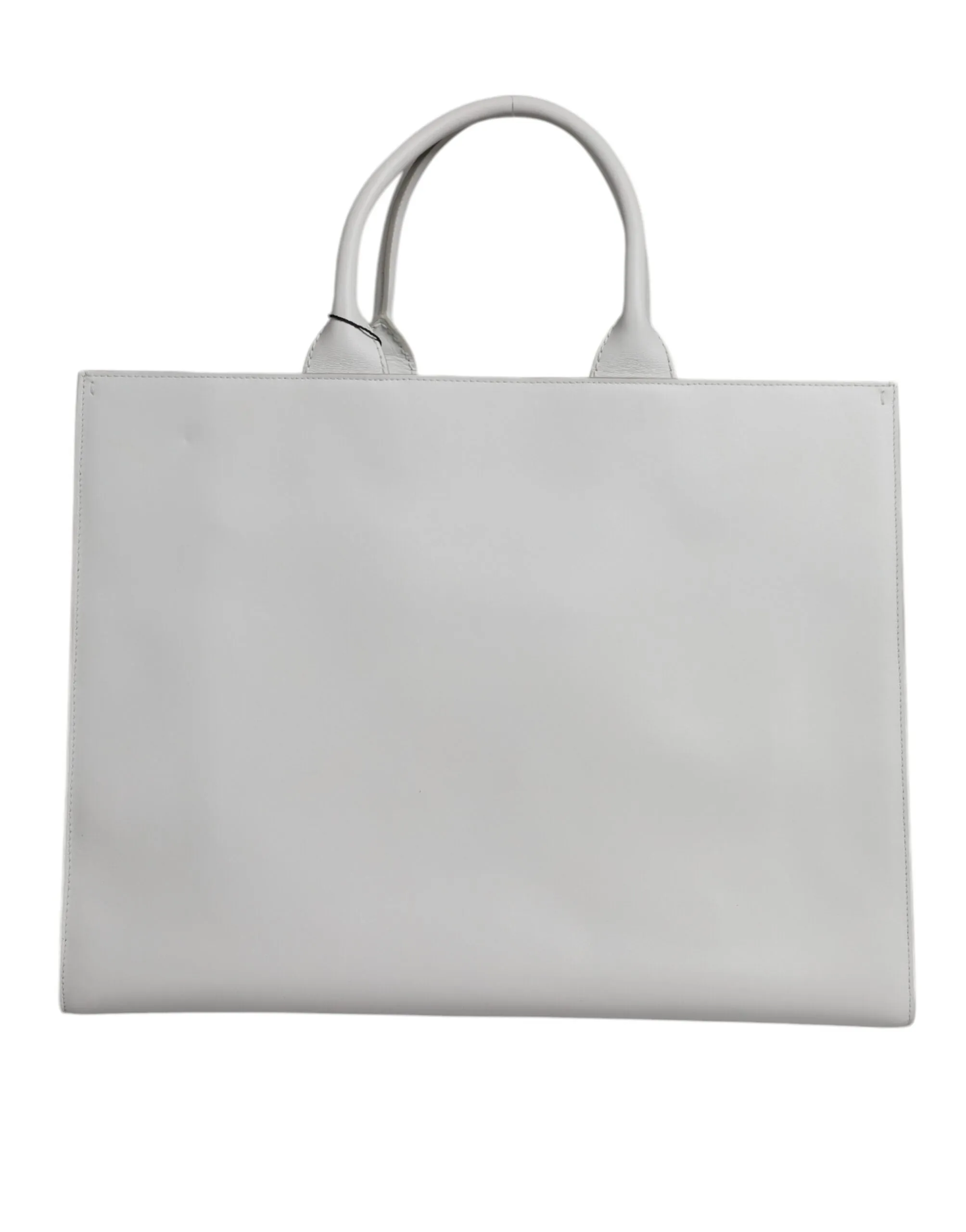 White Logo Print DG Daily Calfskin Shopping Tote Bag