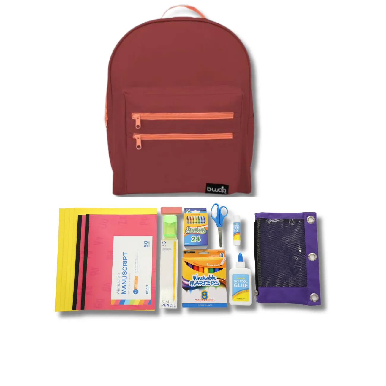 Wholesale PreK - Kindergarten Essentials Kit (49 Items per Kit) in 16" Classic Backpack