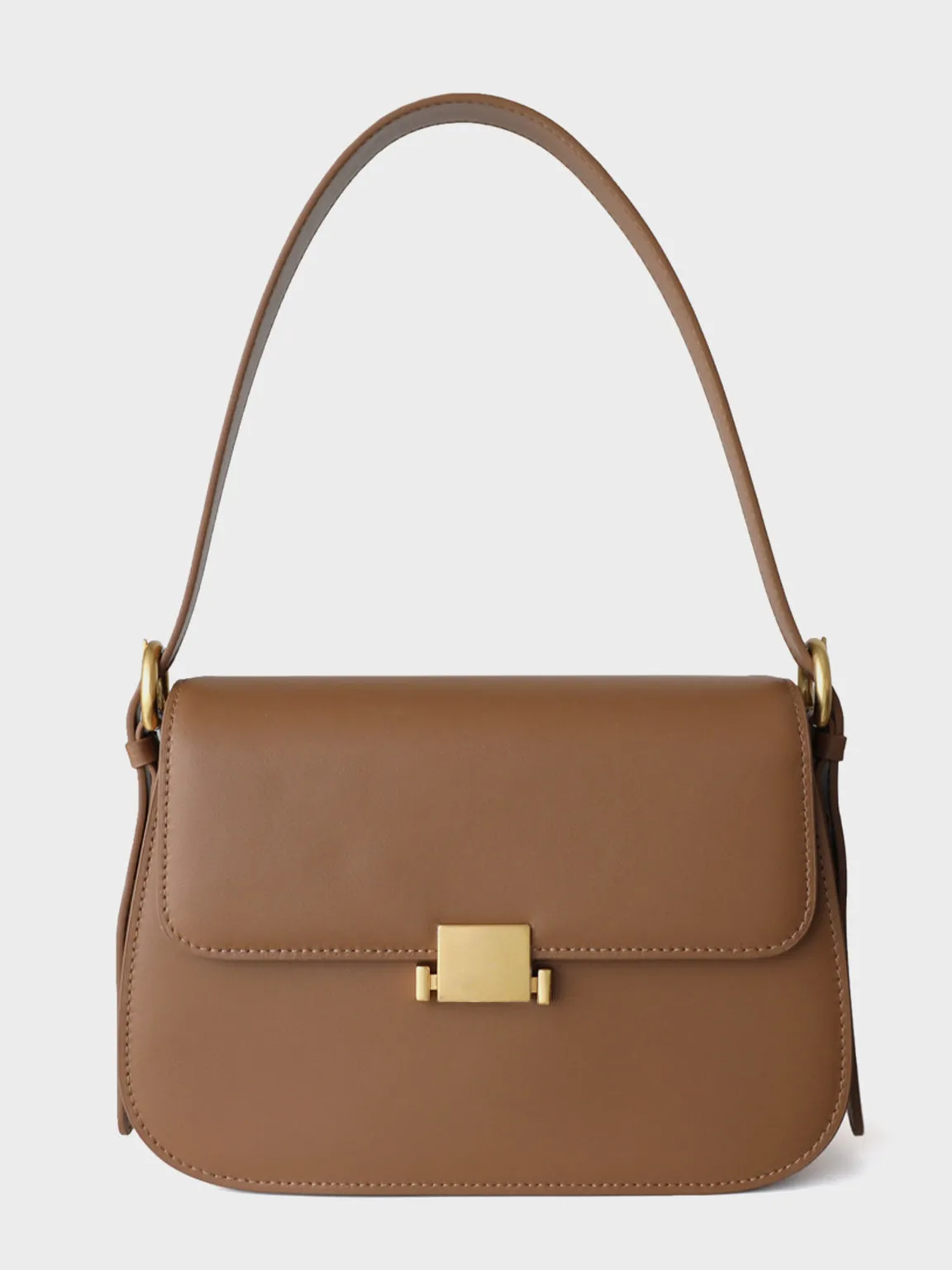 Women's French Baguette Shoulder Bag 90s Vintage Flap Top Handbag Gold Hardware