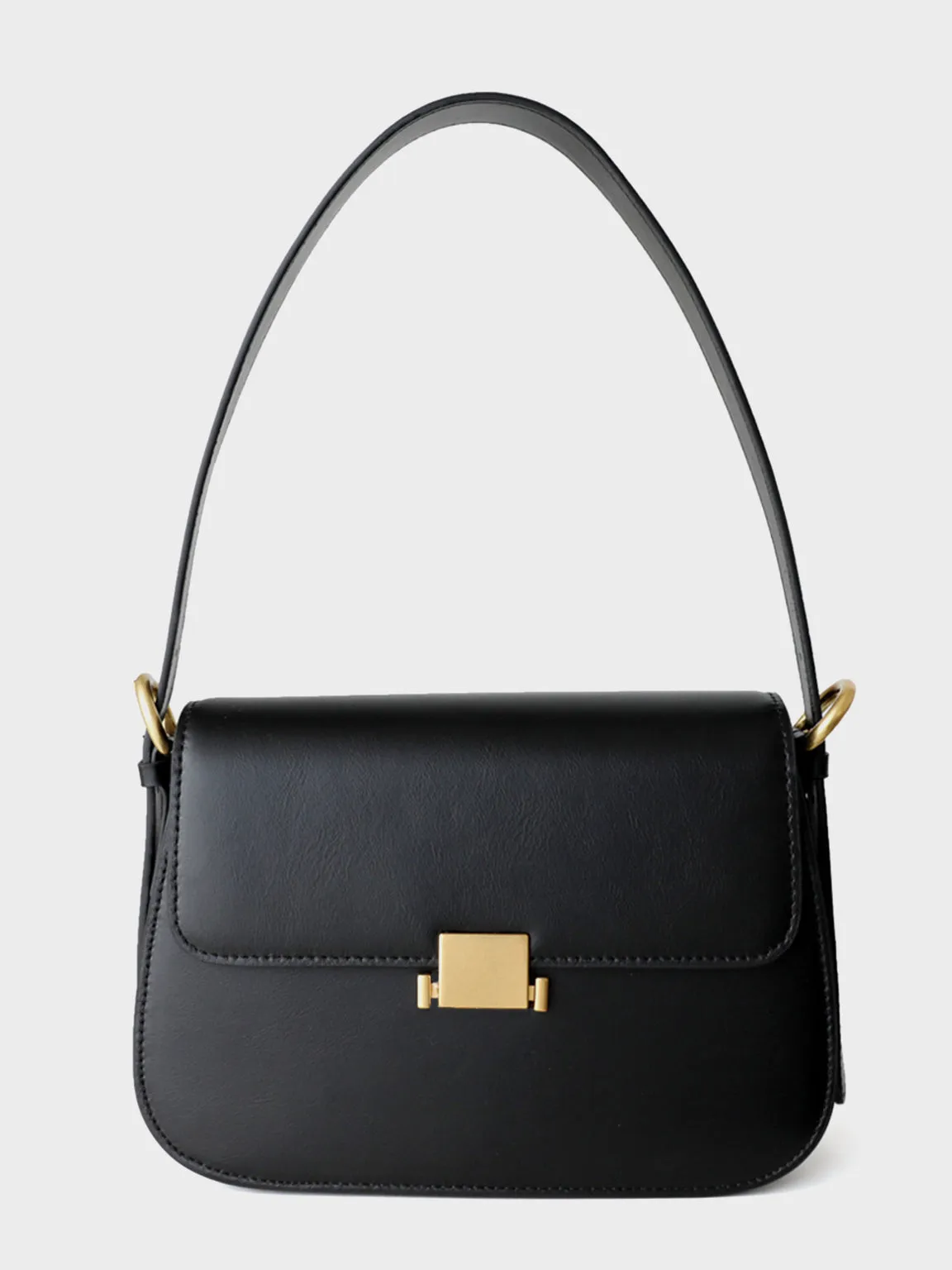 Women's French Baguette Shoulder Bag 90s Vintage Flap Top Handbag Gold Hardware