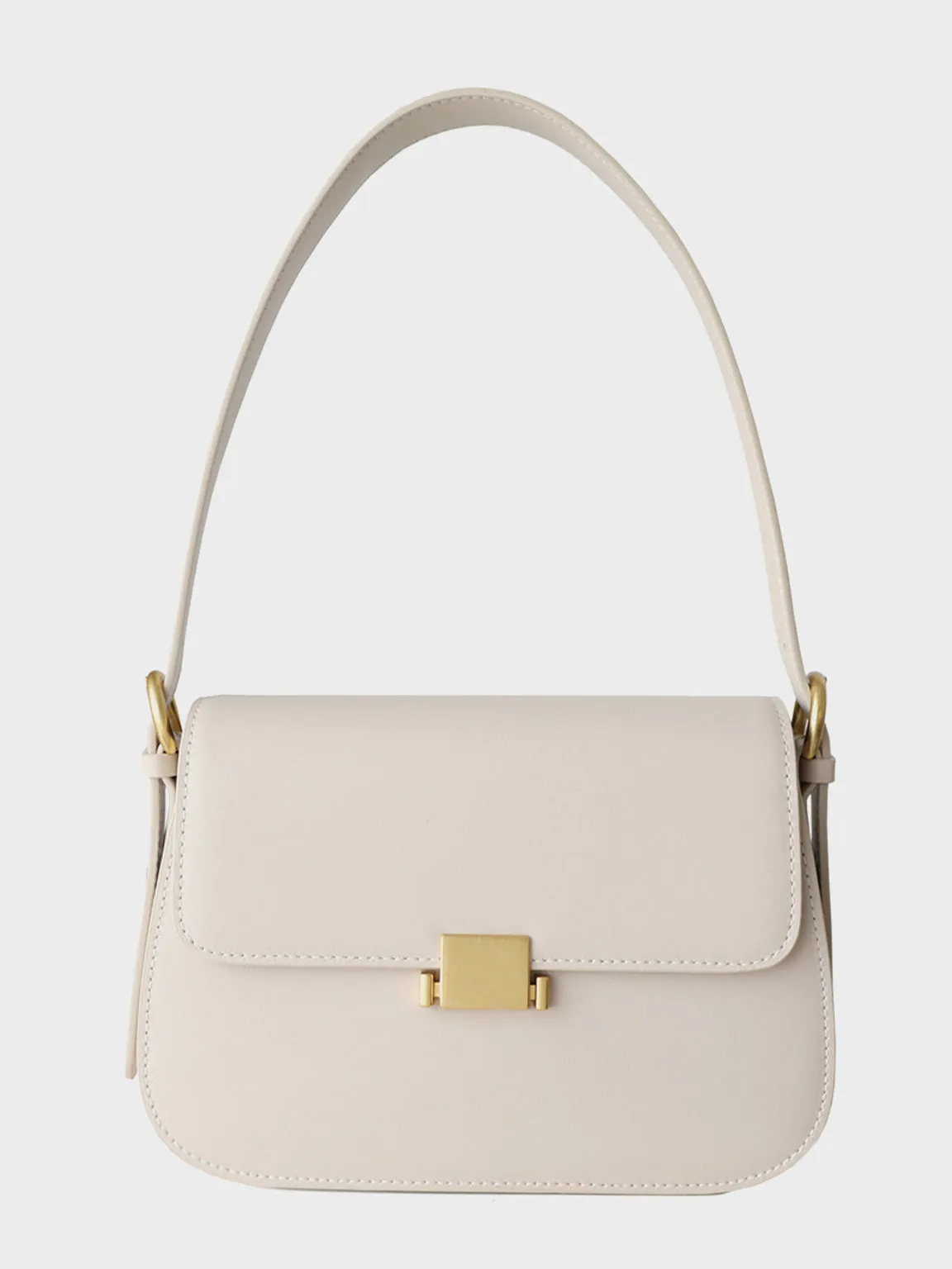 Women's French Baguette Shoulder Bag 90s Vintage Flap Top Handbag Gold Hardware