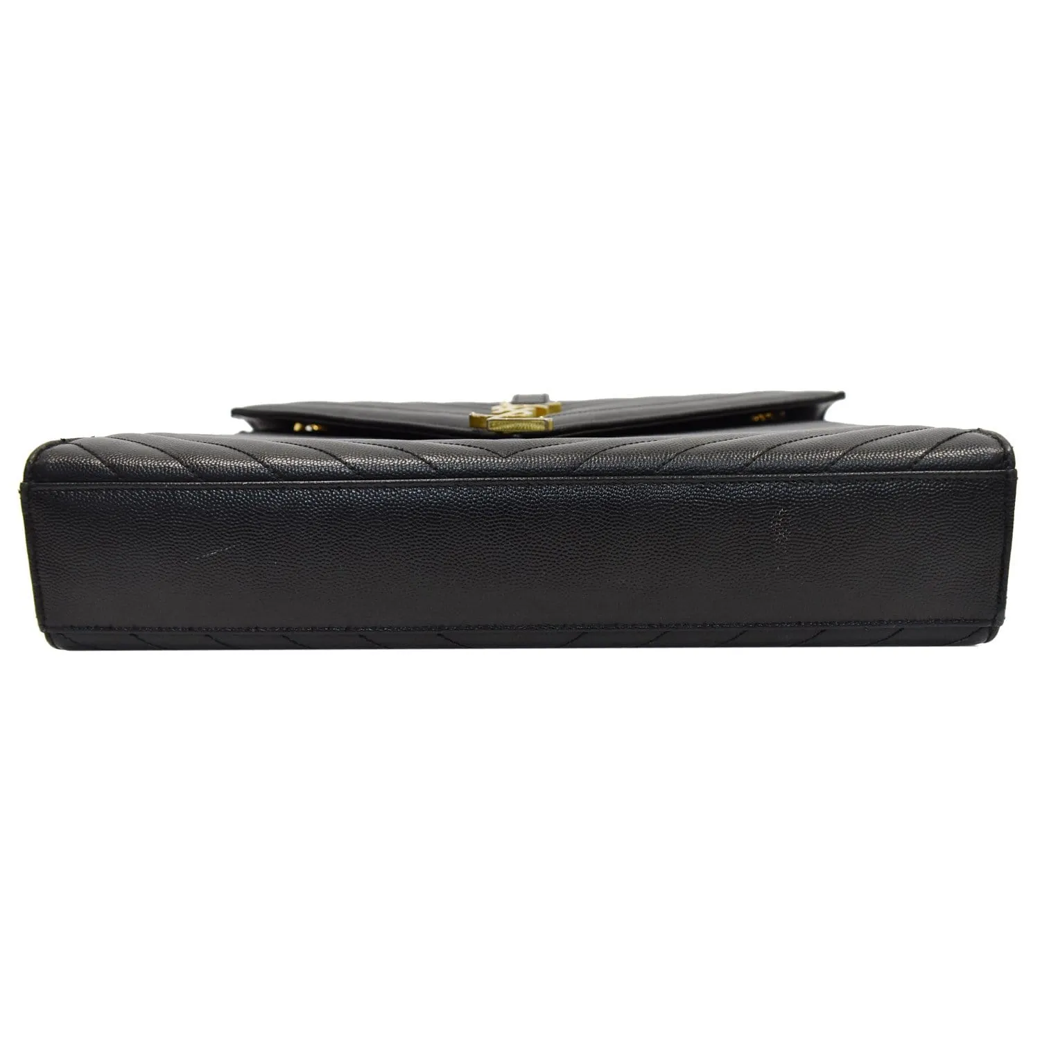 YVES SAINT LAURENT Large Envelope Grain De Poudre Chain Shoulder Bag Black