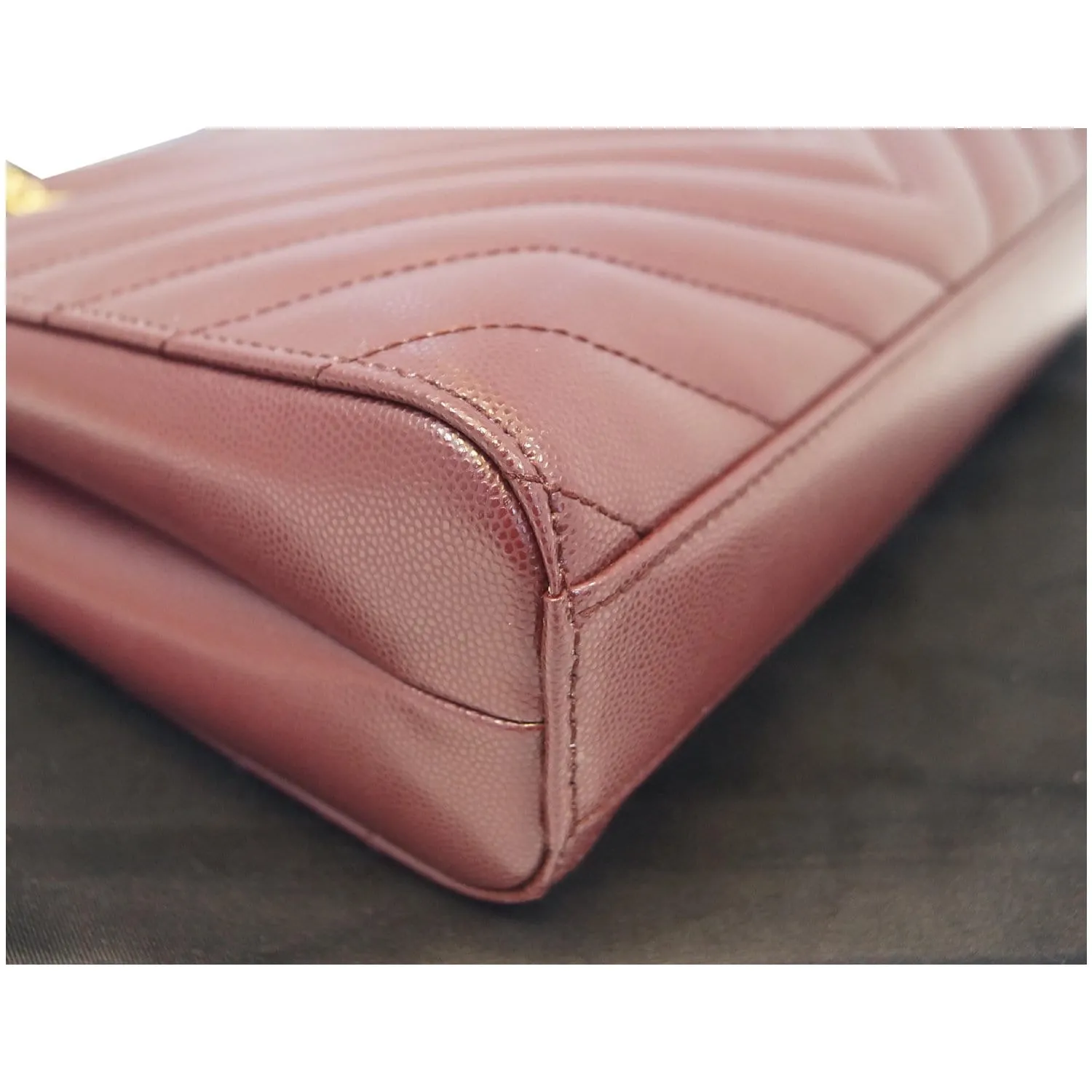 YVES SAINT LAURENT Tribeca Small Grain De Poudre Shopping Bag Burgundy - Last Call