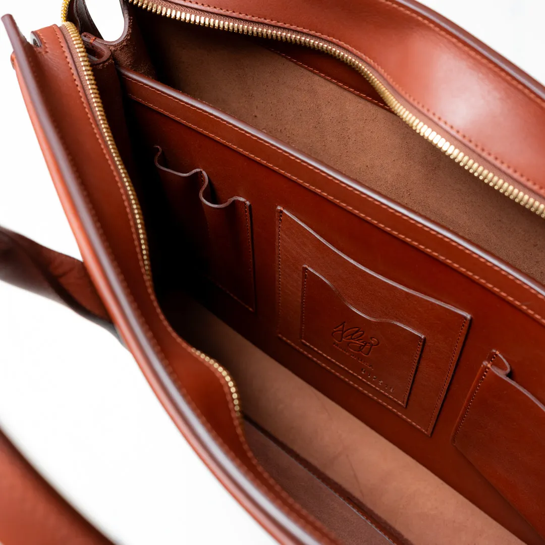Zip-Top Leather Briefcase