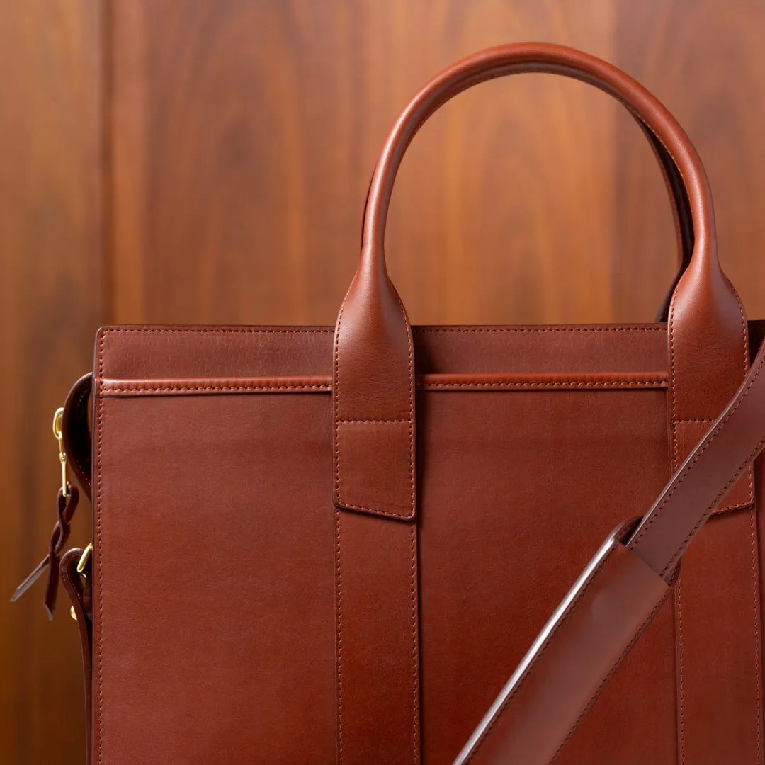 Zip-Top Leather Briefcase